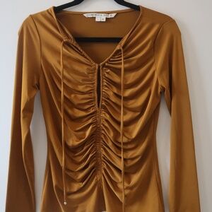 Veronica Beard Long Sleeve Ruched Top in Mustard